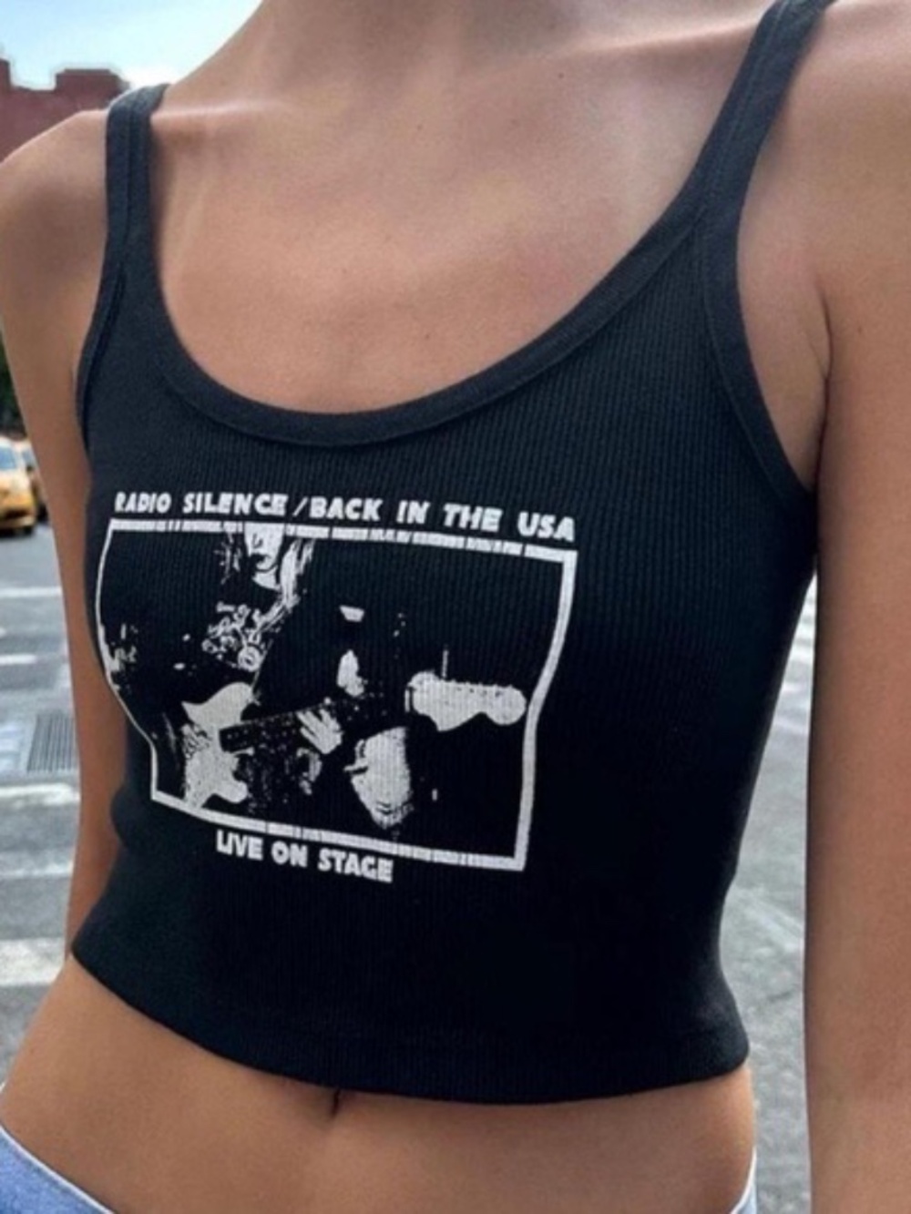 Brandy Melville John Galt black ribbed tank
